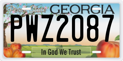 GA license plate PWZ2087