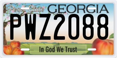 GA license plate PWZ2088