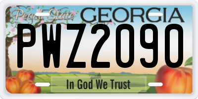 GA license plate PWZ2090