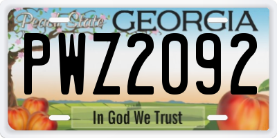 GA license plate PWZ2092
