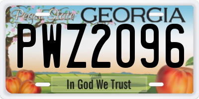 GA license plate PWZ2096
