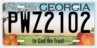 GA license plate PWZ2102