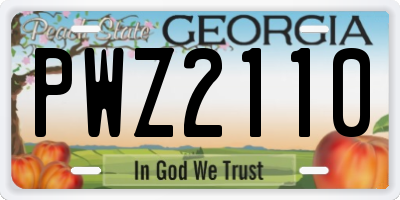 GA license plate PWZ2110