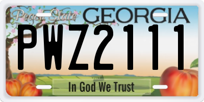 GA license plate PWZ2111
