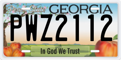 GA license plate PWZ2112
