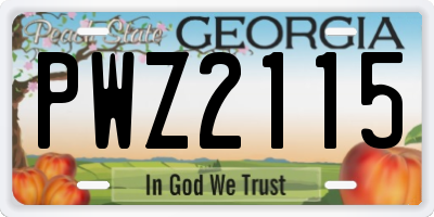GA license plate PWZ2115