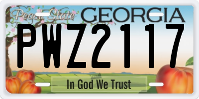 GA license plate PWZ2117
