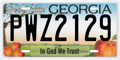 GA license plate PWZ2129
