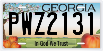 GA license plate PWZ2131