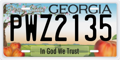 GA license plate PWZ2135