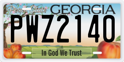 GA license plate PWZ2140