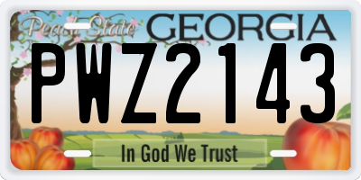 GA license plate PWZ2143