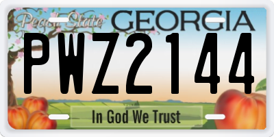 GA license plate PWZ2144