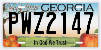 GA license plate PWZ2147
