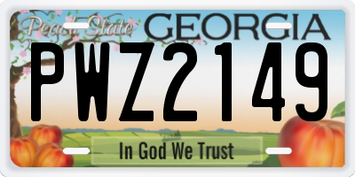 GA license plate PWZ2149
