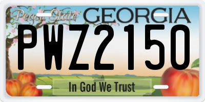 GA license plate PWZ2150