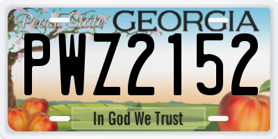 GA license plate PWZ2152