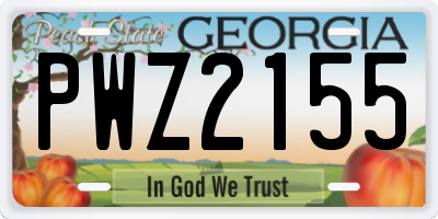 GA license plate PWZ2155