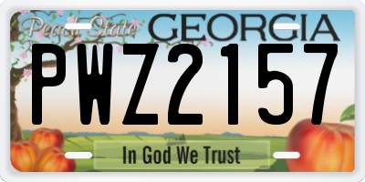 GA license plate PWZ2157