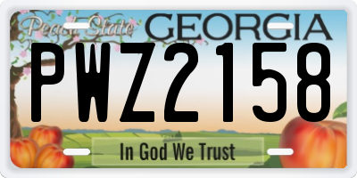 GA license plate PWZ2158