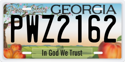 GA license plate PWZ2162