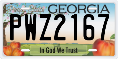 GA license plate PWZ2167