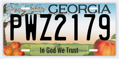 GA license plate PWZ2179