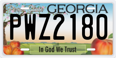 GA license plate PWZ2180