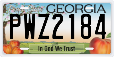 GA license plate PWZ2184