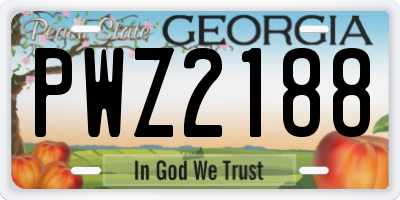 GA license plate PWZ2188