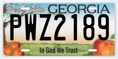 GA license plate PWZ2189