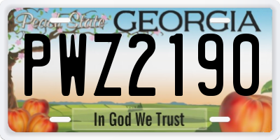 GA license plate PWZ2190
