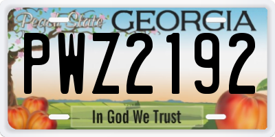 GA license plate PWZ2192