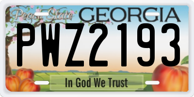 GA license plate PWZ2193