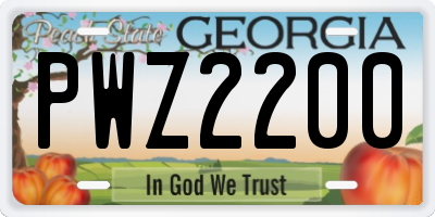 GA license plate PWZ2200