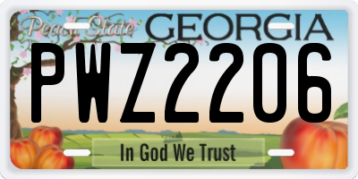 GA license plate PWZ2206