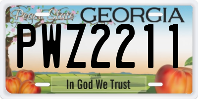 GA license plate PWZ2211