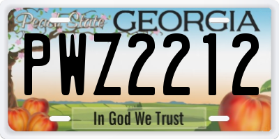 GA license plate PWZ2212