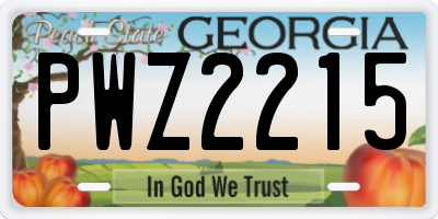 GA license plate PWZ2215