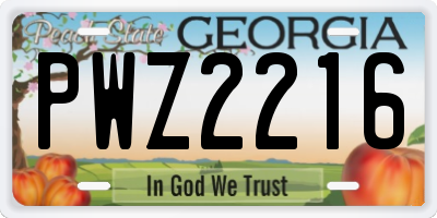 GA license plate PWZ2216