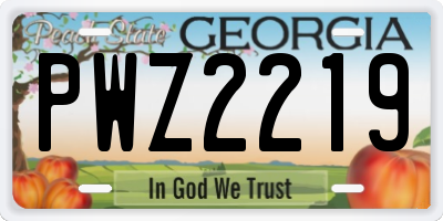 GA license plate PWZ2219