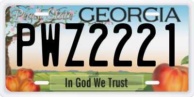 GA license plate PWZ2221
