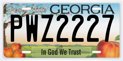 GA license plate PWZ2227