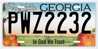 GA license plate PWZ2232