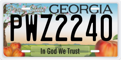 GA license plate PWZ2240
