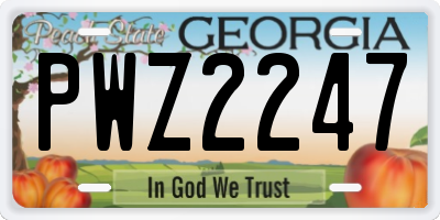 GA license plate PWZ2247