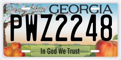 GA license plate PWZ2248