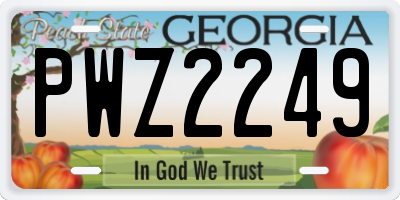 GA license plate PWZ2249