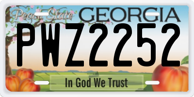 GA license plate PWZ2252