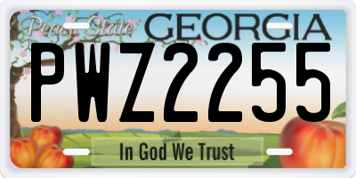 GA license plate PWZ2255
